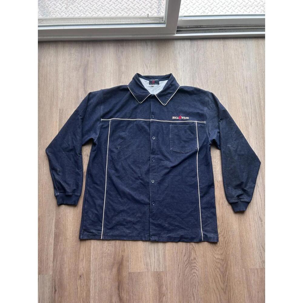 Rocawear Men's Navy Shirt Button Down Long Sleeve Embroidered Logo & Letters 2XL